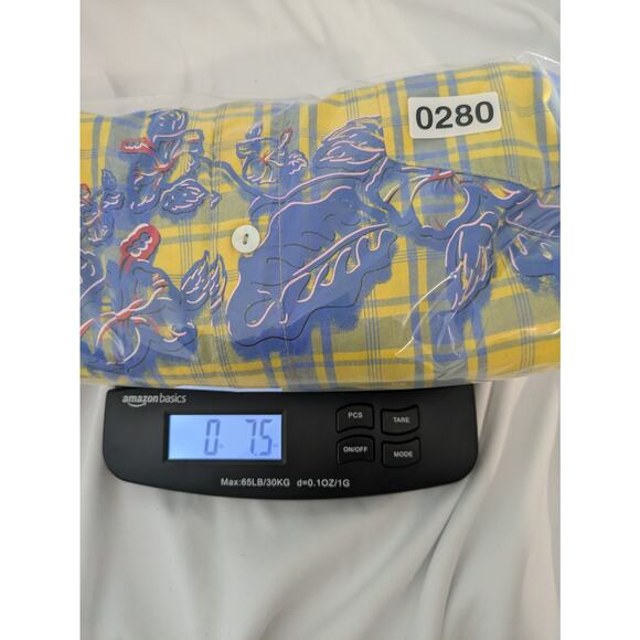 Bugle Boy Vintage Yellow Plaid Short Sleeve Button Up Shirt Hawaiian Y2K Size L - Picture 10 of 10